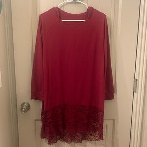 Red Hooded Tunic w/Lace